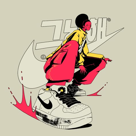 Fashion Art Direction, Sneakers Illustration, Sneaker Posters, Graphisches Design, Sneaker Art, 캐릭터 드로잉, Illustration Fashion, Character Poses, Flat Illustration