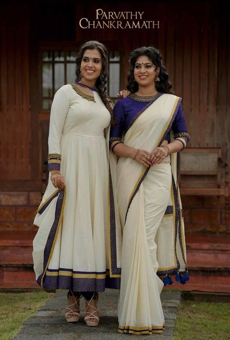 Celebrate this Onam and Vishu with yet stylish looks Look 29 #onam #vishu #keralapiravi #setsaree #traditional #modern #saree #blouse #kerala Modern Saree Blouse, Kerala Traditional Saree, Kerala Dress, Kerala Engagement Dress, Kerala Saree Blouse, Onam Outfits, Kerala Saree Blouse Designs, Onam Saree, Engagement Saree