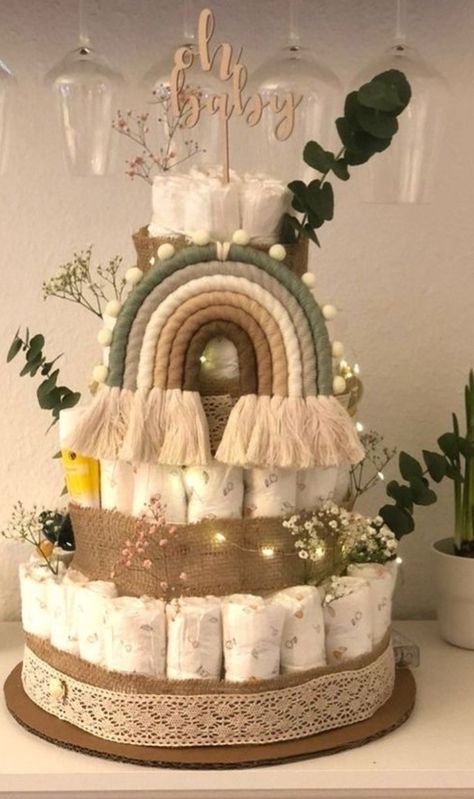 Rainbow Baby Shower, Boho Baby Shower, Boho Rainbow, Boho Baby, Rainbow Baby, Cake Ideas, Shower Ideas, Diaper Cake, Boho Fashion