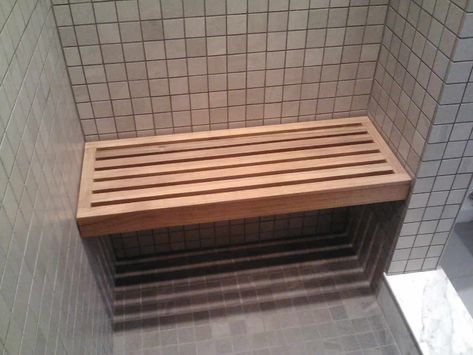 Contrary to popular belief, shower stools aren't just for the elderly! In fact, they're trending back into the average home in a very big way because Bathroom Bench Seat, Wooden Shower Bench, Corner Shower Seat, Small Baths, Teak Shower Seat, Teak Shower Stool, Wood Shower Bench, Bathroom Bench, Teak Bathroom