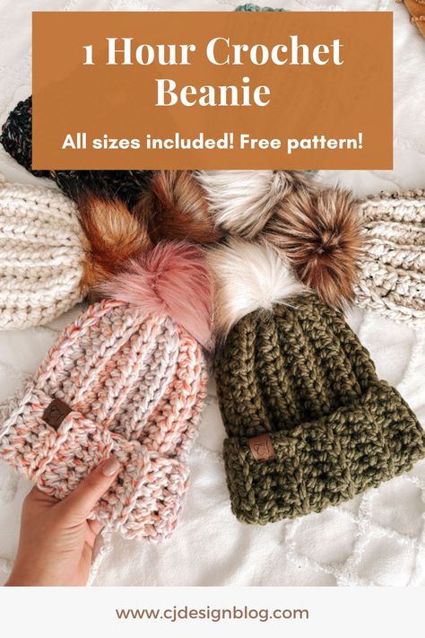 All sizes included! Crochet the Costa beanie in only 1 hour or less. Perfect for beginners, video tutorial included! #CrochetBeanie #Crochet Free Crochet Beanie Pattern For Women, Crochet Beanie Free Pattern, Chunky Beanie Crochet Pattern, Crochet Bonnets, Free Crochet Beanie Pattern, Cj Design, Market Crochet, Crochet Cat Beanie, 2024 Crochet