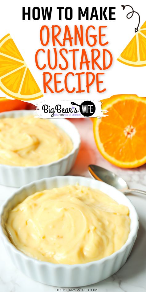 Orange Dessert Recipes, Orange Pudding Recipe, Homemade Custard Recipe, Fruit Custard Recipe, Orange Custard, Pudding Homemade, Orange Pudding, Orange Recipes Dessert, Custard Recipe