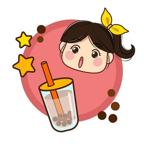 Vector milk tea cute girl | Premium Vector #Freepik #vector #cute #girl-vector #girl-vector-character #vector-girl Milktea Logo, Milk Tea Logo, Vector Girl, Tea Logo, Girl Vector, Character Vector, Tea Brands, Vector Character, Cute Images