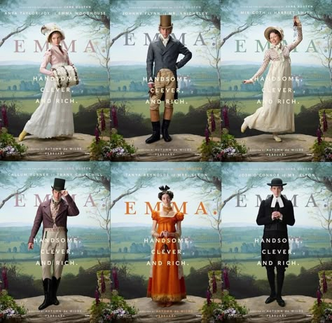 Emma Movie, Jane Austen Book Club, Emma. 2020, Emma 2020, Jane Austen Movies, Emma Woodhouse, Lizzie Bennet, Emma Jane Austen, Character Posters