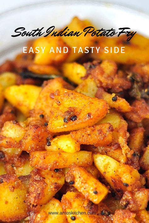 South Indian Style Homemade Potato Fry is a spicy and crispy side dish for rice… Aloo Fry Indian Style, Potato Fry Recipes Indian, Potato Fry Indian, Potato Fry Recipe, Baby Potato Recipes, Fried Potatoes Recipe, Potato Fry, South Indian Style, Indian Curries