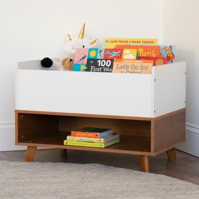 Stylish Bookshelf, Mid Century Modern Bookshelf, Book Caddy, Small Space Storage Solutions, Kids Beds With Storage, Modern Playroom, Storage Solutions Closet, Hardware Storage, Small Bookshelf