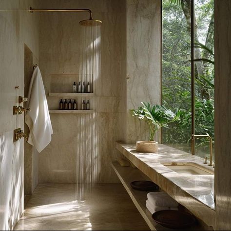 Spa In Casa, Spa Inspired Bathroom, Earthy Home, Bathroom Design Inspiration, Dream Bathrooms, Elegant Bathroom, House Bathroom, House Inspo, Bathroom Inspiration