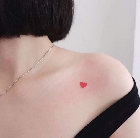 Mini Heart Tattoo, Red Heart Tattoo, Wrist Tattoos Words, Fingerprint Tattoos, Clavicle Tattoo, Red Heart Tattoos, Tiny Tattoos For Women, Flower Tattoo Ideas, Cherry Tattoos