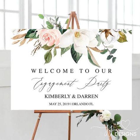 Entrance Board, Decor Engagement, Engagement Decor, Engagement Signs, Floral Signs, Super Party, Entrance Sign, White Magnolia, Engagement Party Decorations