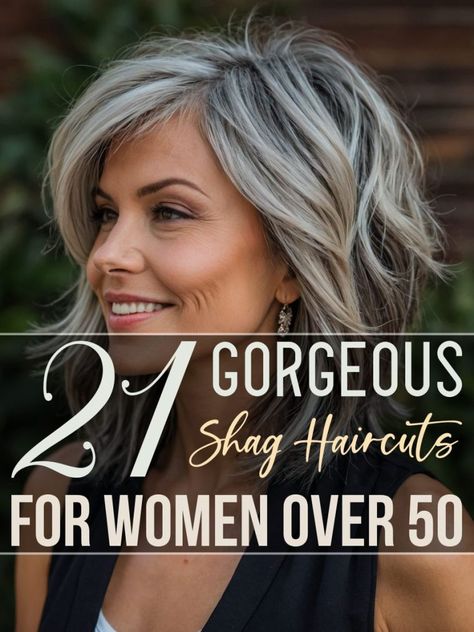 Shaggy haircuts are truly fabulous! With their effortlessly messy and ultra-modern vibe, they can be styled in short, mid, or longer lengths while always exuding a chic look. For many women, especially those over 50, longer hair can sometimes give an older appearance. A shag cut can be a refreshing change that enhances your style at any age. Over 50 Mid Length Hairstyles, Medium Hair Styles Over 50 Older Women Mid Length, Longer Shag Haircut Over 50, Mid Length Hair Women Over 50, Mid Length Hairstyles For Women Over 50 Medium Layered, Mid Shaggy Haircuts, Older Women Hairstyles Medium Over 60 Shoulder Length, Modern Shag Haircuts Shoulder Length, Mid Length Hair Styles For Women Over 50