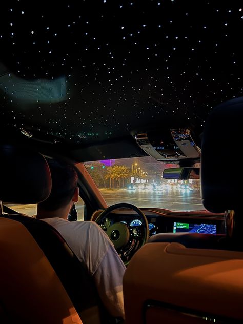 Rolls Royce Aesthetic Interior, Inside Of Rolls Royce, Cars With Star Roof, Stars In The Roof Car, Car Stars Roof, Car With Star Roof, Star Roof Car Aesthetic, Stars On Car Roof, Stars On Roof Of Car