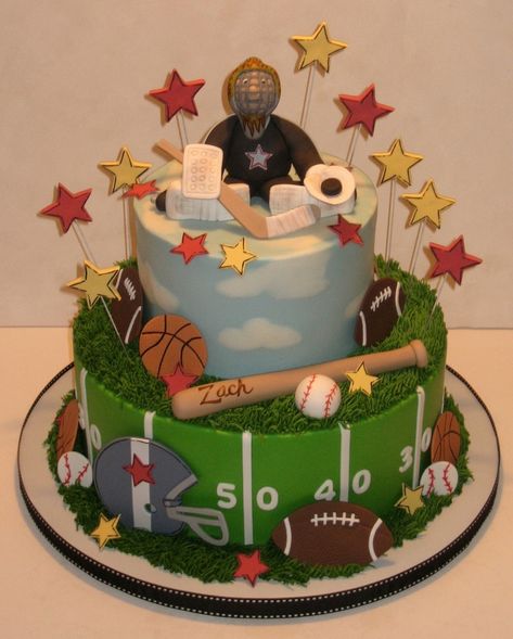 Sports Birthday Cake, Sports Birthday Cakes, Sports Cake, Sport Cakes, 50th Birthday Cake, Icing On The Cake, Cupcake Designs, Sports Birthday, Cakes For Men