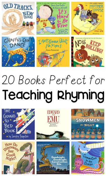 20 Rhyming Books for kids - Books are a great way to teach early literacy concepts like rhyming Teaching Rhyming, Kindergarten Rhyming, Rhyming Preschool, Rhyming Activities, Homeschool Books, Rhyming Books, Kindergarten Books, Preschool Literacy, Best Children Books