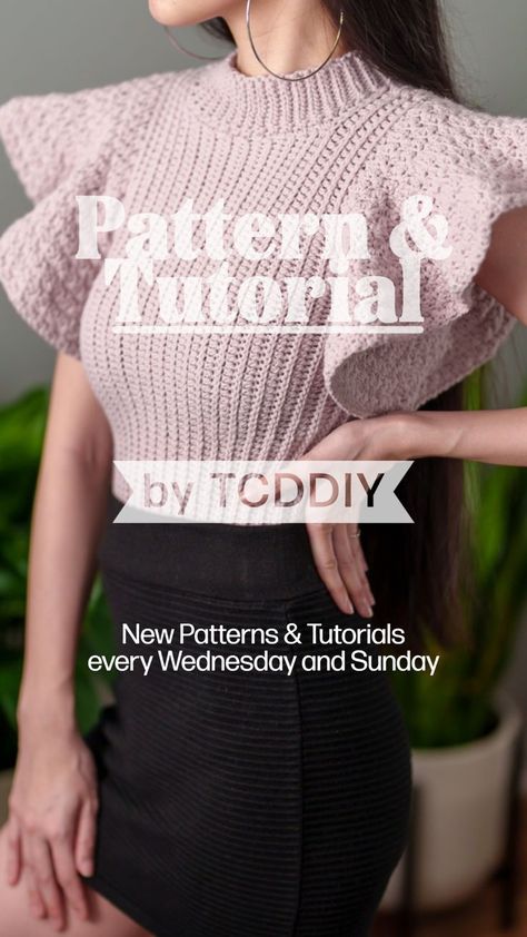 Crochet Professional Clothes, Crochet Clothes For Work, Crochet Collared Top, Knitted Top Tutorial, Crochet Fashion Patterns Free Tutorials, Modest Crochet Top, Crochet Dress Tutorials, How To Knit A Sweater, Crochet Tops For Women