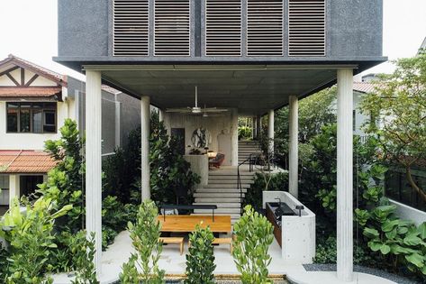 House on 'stilts' lauded at architectural awards, Home & Design News & Top Stories - The Straits Times Singapore House, Stilt House, House On Stilts, Property Design, House Blend, Garden Oasis, Stilts, Lush Garden, Architectural Design