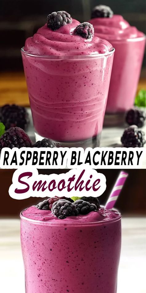 This vibrant, fruity blend is packed with antioxidants and vitamins, making it a perfect breakfast, snack, or post-workout treat. With the sweet-tart flavors of fresh raspberries and blackberries, this smoothie is not only nutritious but also incredibly refreshing! 👉 Ready to sip on this berry deliciousness? Click for the full recipe and tips to make it your own! #RaspberryBlackberrySmoothie #HealthySmoothies #BerrySmoothie #BreakfastIdeas #SnackTime #NutritiousAndDelicious #SmoothieRecipes Blackberry Smoothie Recipes, Smoothie Recipes Easy, Blackberry Cupcakes, Smoothie For Breakfast, Tart Flavors, Blackberry Smoothie, Creamy Yogurt, Berry Smoothie Recipe, Raspberry Smoothie