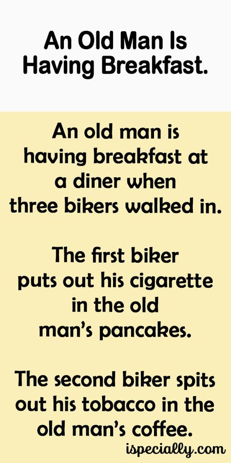 An Old Man Is Having Breakfast.