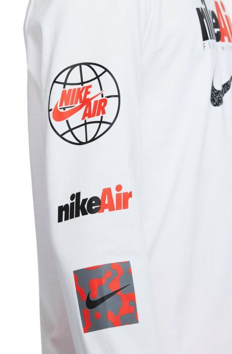 Nike Sportswear T-shirt With Letter Print, Nike Text Print T-shirt For Streetwear, Nike Functional T-shirt With Graphic Print, Nike Cotton T-shirt For Streetwear, Nike Sporty T-shirt With Logo Print, Long Sleeve Graphic Tees, Men's Sportswear, White Brand, Ben 10