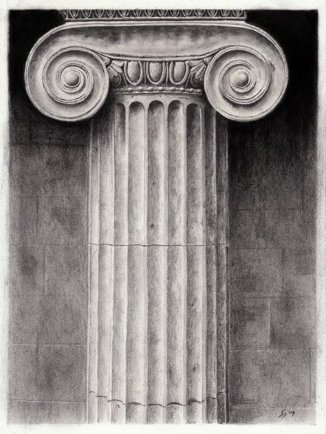 Column by alessium.deviantart.com on @deviantART Ancient Greek Columns, Column Architecture, Greek Columns, A Level Art Sketchbook, Empire Romain, Ancient Greek Architecture, Roman Columns, Stone Architecture, Architecture Concept Drawings