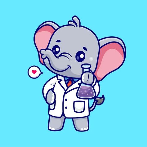 Catalyststuff | Freepik Scientist Cartoon, 2022 Wallpaper, Labs Art, Animal Science, Vector Icons Illustration, Cartoon Drawing, Cute Cartoon Animals, Cute Elephant, Cute Easy Drawings