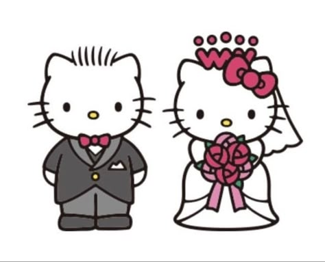 Hello Kitty Y Su Novio, Hello Kitty Wedding, X World, Hello Kitty Vans, Kawaii Hello Kitty, Hello Kitty Images, Hello Kitty Coloring, Kitty Drawing, Hello Kitty Drawing