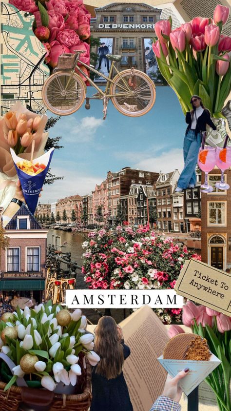 Amsterdam Pictures, City Collage, Travel Collage, Wallpaper Collage, Netherlands Travel, Fun Places To Go, 판타지 아트, Cute Backgrounds, Aesthetic Collage