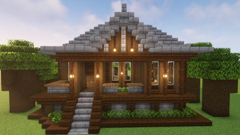 This is a wooden house design in minecraft that i have made. And i would really like to share it with you,in this video i show you how to build this base step by step. #minecrafthouse #minecraftsurvivalhouse #minecraftwoodenhouse #minecraftwoodenhousetutorial #minecraft House Design In Minecraft, Minecraft Wooden House, Minecraft Survival House, Survival House, Minecraft Houses Blueprints, Wooden House Design, Minecraft Cottage, Easy Minecraft Houses, Cool Minecraft Houses