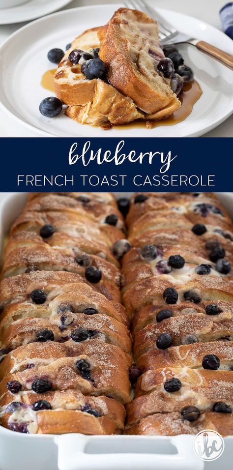 Overnight Blueberry French Toast Casserole Recipe #breakfast #brunch #recipe #frenchtoast #casserole #blueberry #easy#maplesyrup Blueberry French Toast Bake, Blueberries And Cream, French Toast Casserole Recipe, Blueberry French Toast Casserole, French Toast Casserole Recipes, Overnight French Toast, Toast Casserole, Blueberry French Toast, Overnight Blueberry French Toast