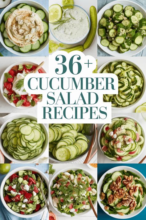 Beat the heat with these fun cucumber salad recipes that promise a burst of flavor! From zesty vinaigrettes to creamy dressings this collection will keep your taste buds happy. Perfect for picnics barbecues and casual lunches. Enjoy fresh cucumbers tomatoes herbs and yummy toppings for a tasty summer treat! https://ostrali.com/foodr/cucumber-salad-recipes Cucumber Shake Salad, Sliced Cucumber Recipes, Tiktok Cucumber Salad Recipes, English Cucumber Recipes, Recipes For Cucumbers, Raw Vegetable Recipes, Raw Vegetables Recipes, Cucumber Recipes Healthy, Cucumber Carrot Salad