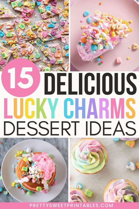 lucky charms desserts Recipes With Lucky Charms Marshmallows, Recipes With Lucky Charms, Lucky Charm Recipes, Lucky Charms Marshmallow Recipe, Lucky Charm Marshmallow Recipes, St Patrick’s Day Lucky Charms, Lucky Charm Bars, Lucky Charm Desserts, Lucky Charms Bars