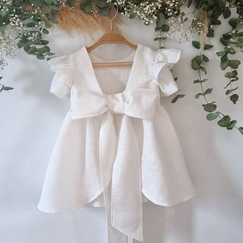 Baby White Dress, Bridesmaid Dress White, Linen Baby Dress, Baby Wedding Dress, Christening Outfit Girl, Baby Wedding Outfit, Girls Boho Dress, Newborn Dress