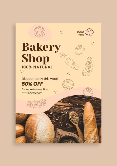 Bakery Shop Poster Design, Bakery Advertising Ideas, Shopping Flyer Design, Bakery Newsletter, Bakery Flyer Design Ideas, Bakery Catalogue, Bakery Advertising Posters, Bakery Banner Design, Bakery Flyer Design