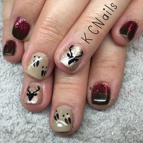 Deer season nails  Hunting nails  Deer tracks  Fall nails 2015 Dear Nails, Christmas Deer Nails, Hunter Nails, Duck Hunting Nail Designs, Deer Hunting Nails, Hunting Season Nails, Deer Nail Art, Hunting Nails Designs, Hunting Nail Ideas