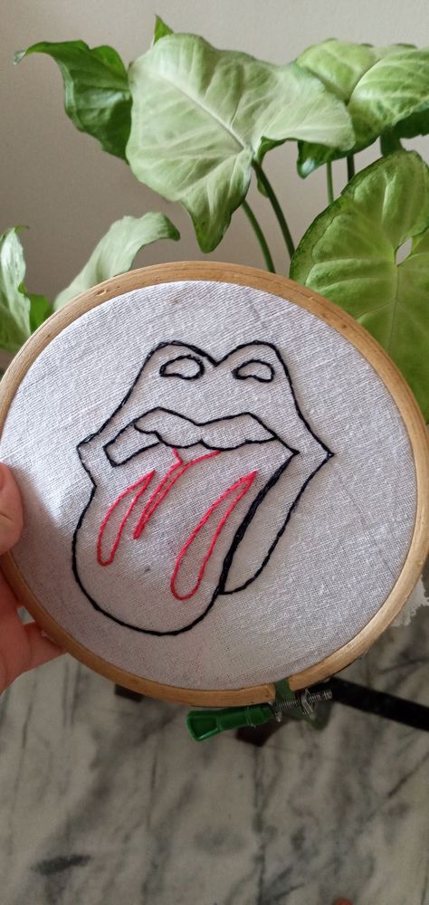 Rock And Roll Embroidery, Band Embroidery, Sew Projects, Embroidery Inspiration, Rolling Stones, Rock And Roll, Hand Embroidery, Coin Purse, Embroidery