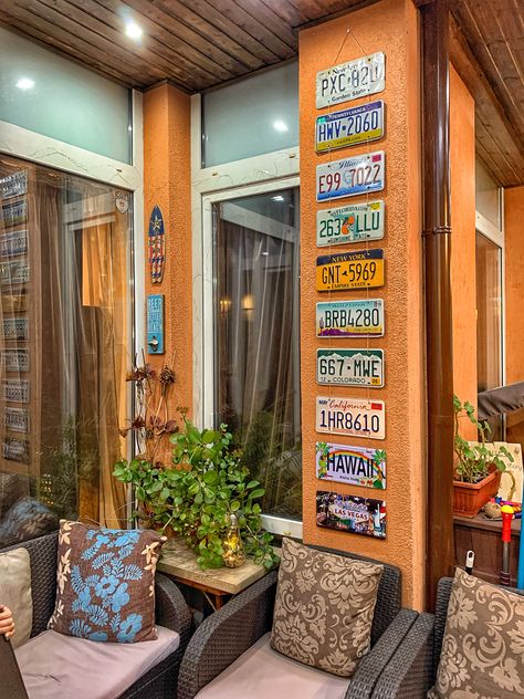 License plate number decor at home #wall #decor #licenceplate License Plate Wall Decor Ideas, License Plate On Wall, Vintage License Plates Decor Wall Art, Decorating With License Plates, License Plate Wall Ideas, License Plate Bedroom Decor, Licence Plate Decor, Licence Plate Wall, License Plate Display