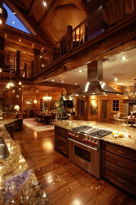 Rich Cabin Aesthetic, Massive Kitchen Island, Theater Room Ideas, Mental Reset, Cabin Mansion, Dream Life House, Rustic Home Design, Theater Room, Log Cabin Homes