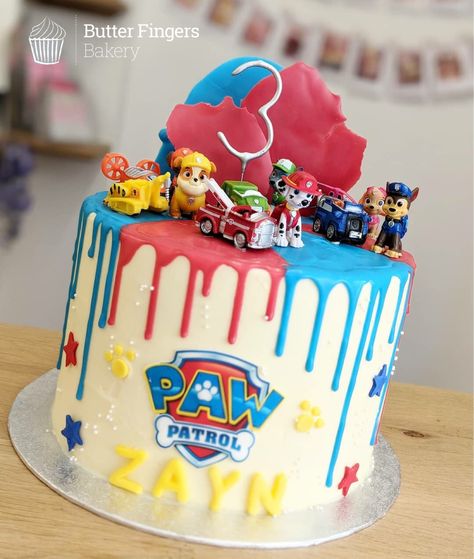 3rd Birthday Cake Paw Patrol, Paw Patrol Cake No Fondant, 4 Paw Patrol Cake, Paw Patrol Birthday Cake Buttercream, Paw Patrol Birthday Cake Ideas, Paw Patrol Cakes For Boys, Cake Paw Patrol Boy, Boys 3rd Birthday Cake, Paw Patrol Cake Ideas Boys