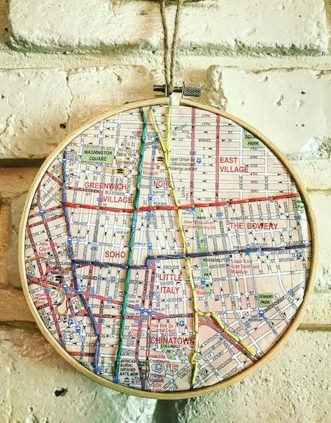 Custom Map Embroidery Hoops | Etsy Architectural Embroidery, Cross Stitch Map, Map Embroidery, Clothes Embroidery Diy, Photo Transfer, Punch Needle Embroidery, Sketchbook Ideas, Visual Inspiration, Hand Embroidery Art