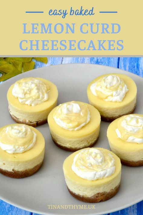 Delight your taste buds with these irresistible mini baked lemon curd cheesecakes. Creamy, zingy and perfectly balanced, they boast a silky smooth texture and a burst of citrusy flavour. Nestled on a buttery biscuit crust, these individual treats are easy to make and impossible to resist. Whether for a special occasion or a sweet indulgence, they're sure to impress. #LemonCheesecake #IndividualCheesecakes Cheesecake Lemon Curd, Lemon Curd Recipes, Recipes With Lemon Curd, Recipes Using Lemon Curd, Lemon Curd Cheesecake, Recipe Using Lemons, Mini Lemon Cheesecakes, Cheesecake Mix, No Bake Lemon Cheesecake