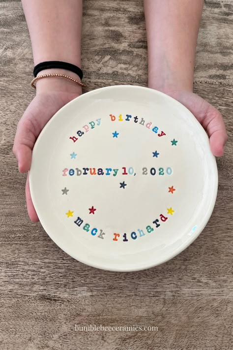 Birthday Plate Ideas, Diy Kids Paint, Personalized Birthday Plate, Celebration Plate, Ceramics Plates, Birthday Plates, Pizza Plate, Cupcake Plate, Leo Birthday