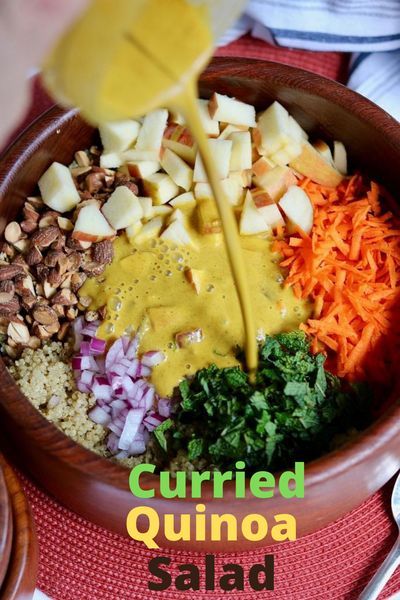 Quinoa Salad Curry, Curry Salad Dressing, Curry Dressing Recipe, Sustainable Cafe, Quinoa Salad Vegan, Veg Salads, Curried Quinoa, Meal Salads, Quinoa Curry