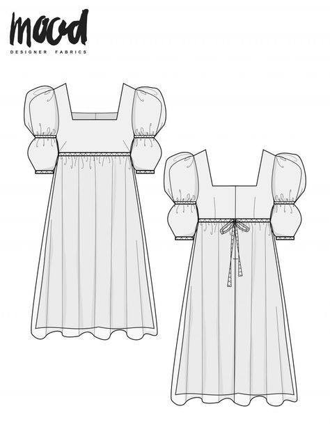 The Bridgerton Dress - Free Sewing Pattern - Mood Sewciety Sewing Womens Clothes Patterns, Bridgerton Dress Pattern, Elizabeth Bennet Dress Pattern, Bridgerton Dress Sewing Pattern, Mood Free Sewing Patterns, Mood Free Sewing Patterns Dress, Mood Sewing Patterns, Moodfabrics.com Free Pattern, Mood Sewciety Free Patterns Dress