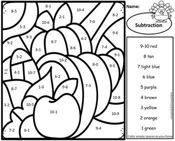 Color by Number Addition Subtraction Multiplication Division Thanksgiving BUNDLE Thanksgiving Subtraction, Thanksgiving Color By Number, Color By Number Multiplication, Number Multiplication, Thanksgiving Math Worksheets, Color By Number Addition, Multiplication Facts Worksheets, Elementary School Activities, Sight Word Coloring