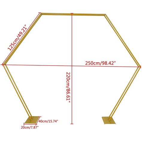 Hexagon Arch, Wooden Wedding Arches, Outdoor Wedding Backdrops, Arch Backdrop Stand, Iron Arch, Gold Birthday Party Decorations, Hexagon Wedding, Metal Wedding Arch, Stand Flower