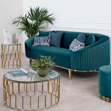 Teal Sofa Living Room, Teal Sofa, Luxury Sofa Design, Modern Sofa Living Room, Unique Sofas, Green Velvet Sofa, Living Room Sofa Design, Three Seat Sofa, Sofa Set Designs