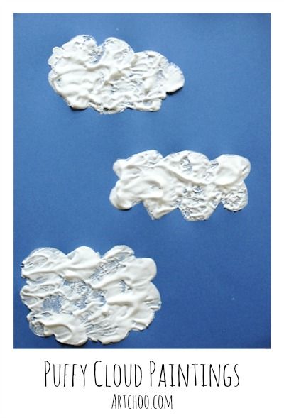 Easy Art Projects! Whip up some easy white puffy paint-goo and let your kids make some awesome clouds. Puffy Paint Crafts, Clouds For Kids, Diy Puffy Paint, Cloud Paintings, Weather Crafts, Cloud Craft, Weather Theme, Art Projects For Kids, Easy Art Projects