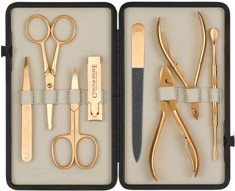 #Affiliate #Nails #NailArt #PerfectHoliday #ChristmasNails  Czech & Speake Gold Plated Manicure Set Gold Manicure, Mens Grooming Kit, Pedicure Kit, Manicure Kit, Manicure Y Pedicure, Manicure Set, روتين العناية بالبشرة, Grooming Kit, Manicure Tools