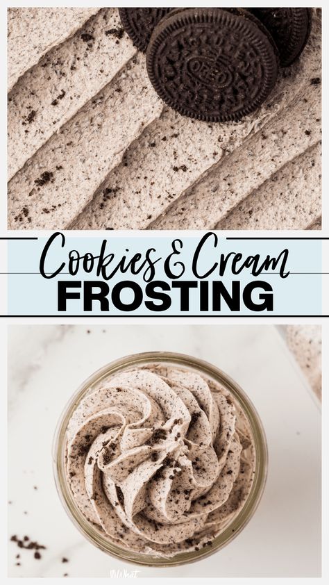 Gluten Free Cookies and Cream Frosting (Oreo Frosting) Oreo And Cream Cookies, Cookie And Cream Icing, Oreo Cookie Icing, Oreo Cream Filling For Cake, Cookies And Cream Frosting Recipe, Gluten Free Oreo Cupcakes, Cookies N Cream Frosting, Cookie And Cream Frosting, Easy Oreo Frosting