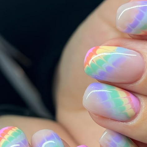 Luminary Nail Systems on Instagram: "“Laughter is the best medicine” . @theglossymotel 💗 . #tiedyenails #tiedye #tiedyemani #pastels #rainbowmani #rainbownails #summernails #summer #summervibes #summerfeels #summermani #nailsofsummer #luminarynailsystems #luminarymani #luminarynails #structuredmani #structuredmanicure #nailart #trends #nailtrends #gelmanicure #naturalnails #almondnails #nailstoinspire #nailinspiration #nailartinspo #nailstodiefor #lovethese #socute #love" Neon Tie Dye Nails, Pink Tie Dye Nails, Tye Dye Gel Nails, Pink And Orange Tie Dye Nails, Tie Dye Pastel Nails, Neon Nail Art Designs, Ninth Birthday, Neon Pastel, Neon Nail Art