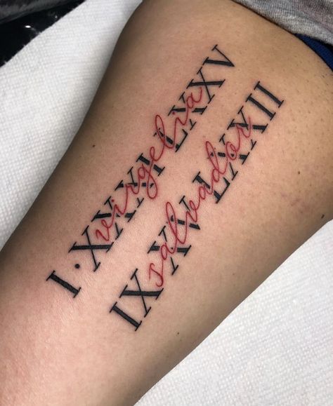 Roman Numeral Tattoo Ideas, Numeral Tattoo Ideas, Heartbeat Tattoo With Name, Date Tattoo Ideas, Date Tattoo, Roman Numeral Tattoo, Numeral Tattoo, Roman Numeral Tattoos, Small Shoulder Tattoos